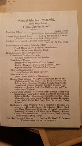 Program from the annual election assembly
