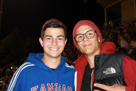 Foreign exchange students Luca Guarnier, junior, and Paul Fuld, junior during the Homecoming game.