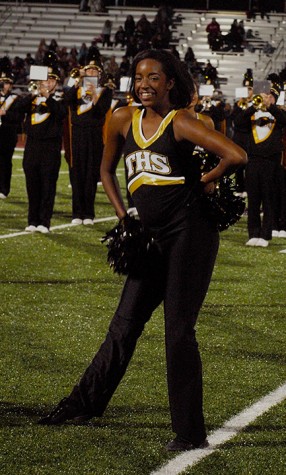 Lydeah Kearse, senior, dancing with the Trojan Dance Team during the halftime performance.