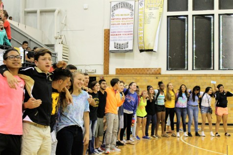 Just a few of our of fall sport athletes singing the school song