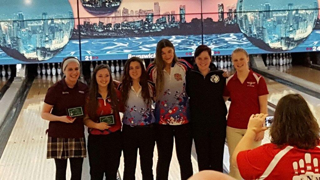 Carley Sullivan, second from the left, at the Lawrence Free State invitational, where she placed fifth.