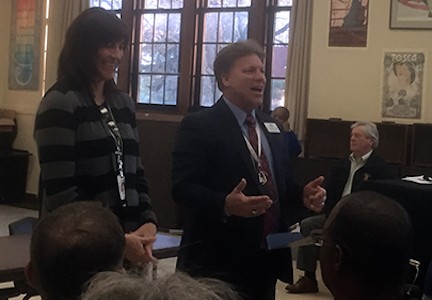 New school principal meets with staff