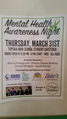 A poster hanging in the school for the Mental Health Awareness Night