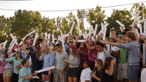 Students cheer on the football team at the first game of the season at Hayden High School. Photo credit: Craig Strever