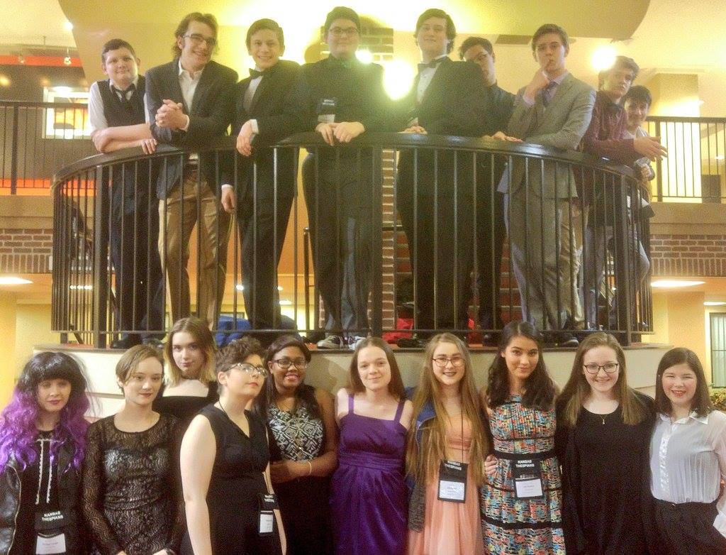 Topeka High Thespians pause for a group picture during Conference.
