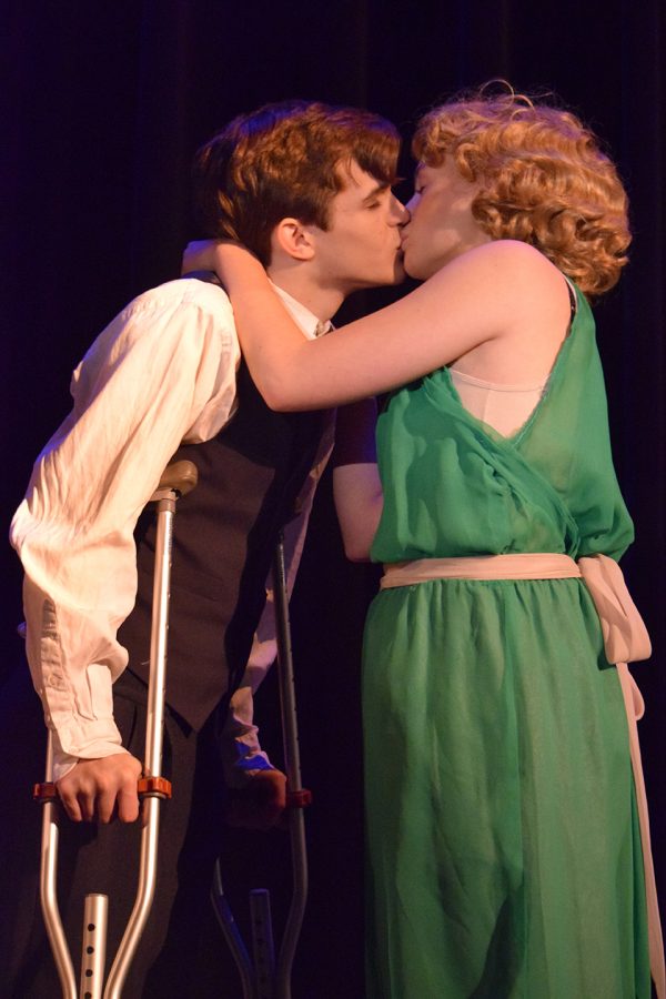 Alexander Stewart(junior) kisses India Macdonald(senior) in the Stage Kiss production.